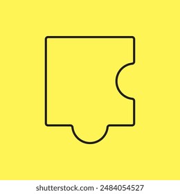 simple puzzle symbol, line vector isolated on yellow background. trendy and modern design