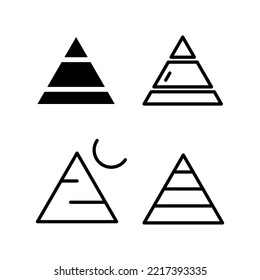 Simple Pyramid Icons Set In Flat Style Vector Illustration. Triangle Hierarchy Data Segments Set