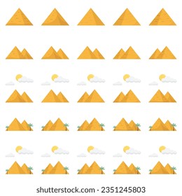 Simple pyramid made of three, four or five thick layers, space for text right, infographics element