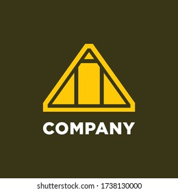 Simple pyramid triangle airplane company logo