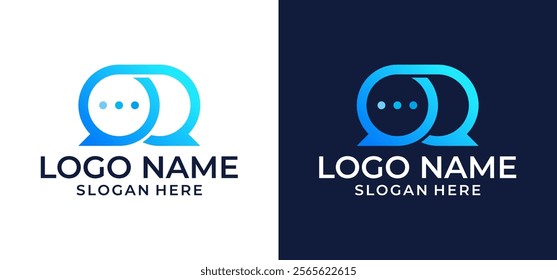 Simple Q Initials Letter Logo with isolated chat symbol on Dual Background. Can be used for Business Logos and Brands. Flat vector logo design template elements.