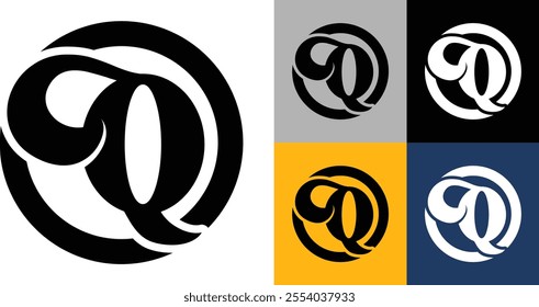 Simple Q Letter Logo Design. Minimal Flat Vector Q Logo Design Template Element Usable for Business and Branding Logos. alphabet Q in isolated background. Letter Q creative and unique Rounded logo