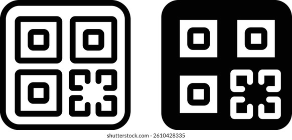 Simple QR code scan icon, Vector outline icon.