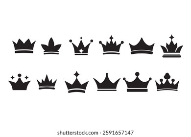 simple quality crown icon set silhouette