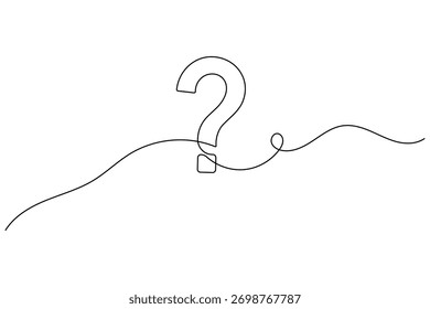 Simple question mark continuous one line drawing minimalist outline vector illustration