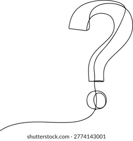 Simple question mark icon with tail and circle end Continuous Line Art Vector Illustration
