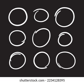 Simple quick circle. Hand drawn circles. Abstract geometric frames. Freehand drawing. Black and white illustration