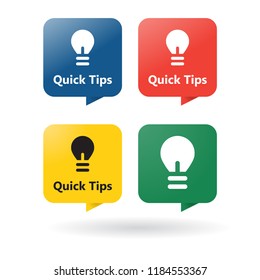Simple quick tips icon, notification light bulb sign