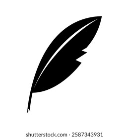 simple quill icon. Feather quill pen icon, classic stationery illustration.