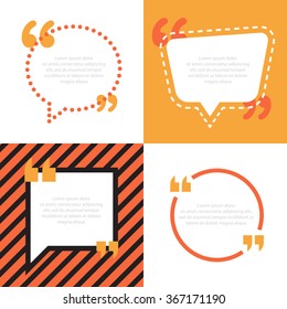 Simple quote bubble. Empty text icon template. Balloon template set. Vector illustration. 