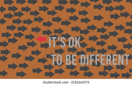 Simple quote design reads “it's OK to be different” with arrow symbol elements.