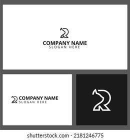 Logotipo simple R Letter Cat, diseño minimalista de plantillas de logotipo, Ilustración vectorial.