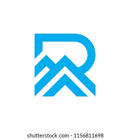 Simple R logo for Ridge, Roof shape, minimalist and flat letter R logo .vector