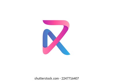 Logotipo simple de letra mayúscula R con diseño monograma en gradiente de color