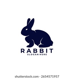Vector simple del diseño del logotipo del animal del conejo. Icono de diseño de logotipo de conejito