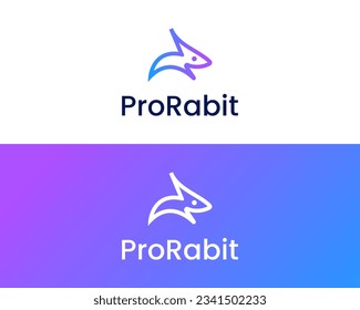 Simple Rabbit fast sign logo design template