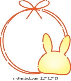 A simple rabbit frame with a red ribbon