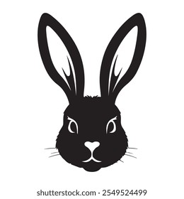 Simple Rabbit Head Icon Silhouette Art