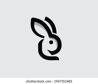 simple rabbit head line art logo symbol design illustration inspiration