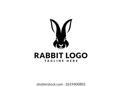 simple rabbit head logo design, logo icon vector illustration silhouette