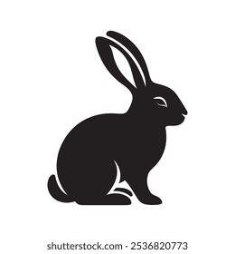 Simple Rabbit Icon Vector Illustration – Cute Rabbit Symbol on White Background