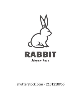Simple rabbit line logo on flat style for pet shop business concept