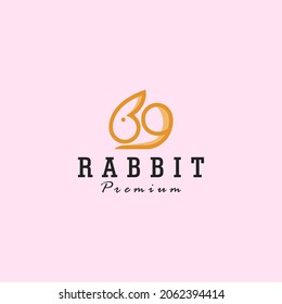 Simple rabbit logo with a combination of the number 69 which forms a rabbit.