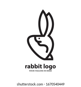 Simple rabbit logo design concept, suitable for basic education and agricultural technology companies