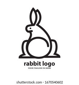 Simple rabbit logo design concept, suitable for basic education and agricultural technology companies