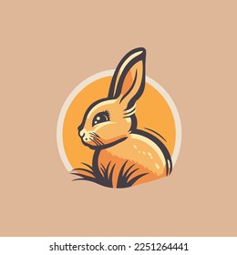 simple rabbit logo design template bunny character vector mascot design template