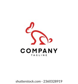 Simple rabbit logo template isolated on white background