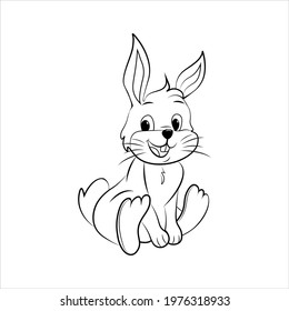 Simple Rabbit outline Vector Illustration isolated on white.