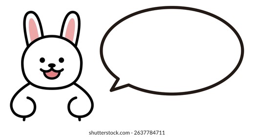 Simple Rabbit with Round Speech Bubble Vector Illustration