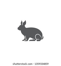 Simple rabbit silhouette isolated on white background.