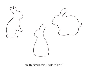 
Simple Rabbit Silhouette Line Set, Vector Material