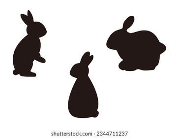 Simple rabbit silhouette set, vector material