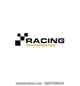 Simple Race Racing Flag logo template	
