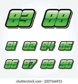 Simple Racing Start Green Number Vector Set