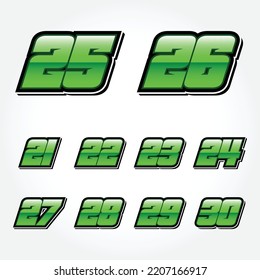 Simple Racing Start Green Number Vector Set