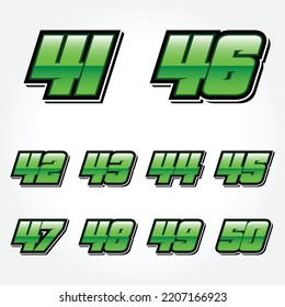 Simple Racing Start Green Number Vector Set