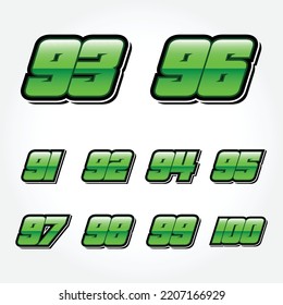 Simple Racing Start Green Number Vector Set