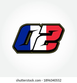 Simple Racing Start Number 02 France Flag Vector Template
