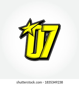 Plantilla de vector número de inicio de carreras simple 07