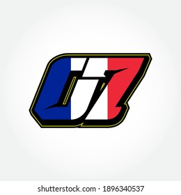 Simple Racing Start Number 07 France Flag Vector Template
