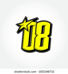 Simple Racing Start Number 08 Vector Template