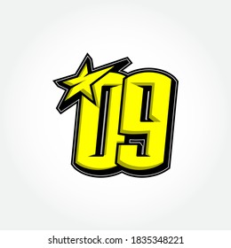 Simple Racing Start Number 09 Vector Template