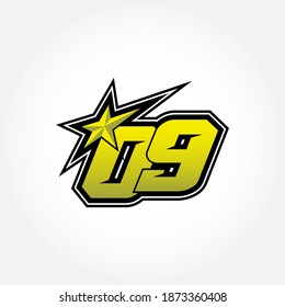 Simple Racing Start Number 09 Vector Template