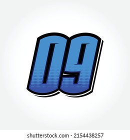 Simple Racing Start Number 09 Vector Template
