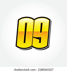 Simple Racing Start Number 09 Vector Template