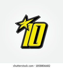 Simple Racing Start Number 10 Vector Template